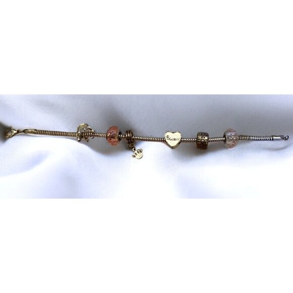 Girls Princess Silver Charm Bracelet With Pink Heart Beads - Picture 2 of 12